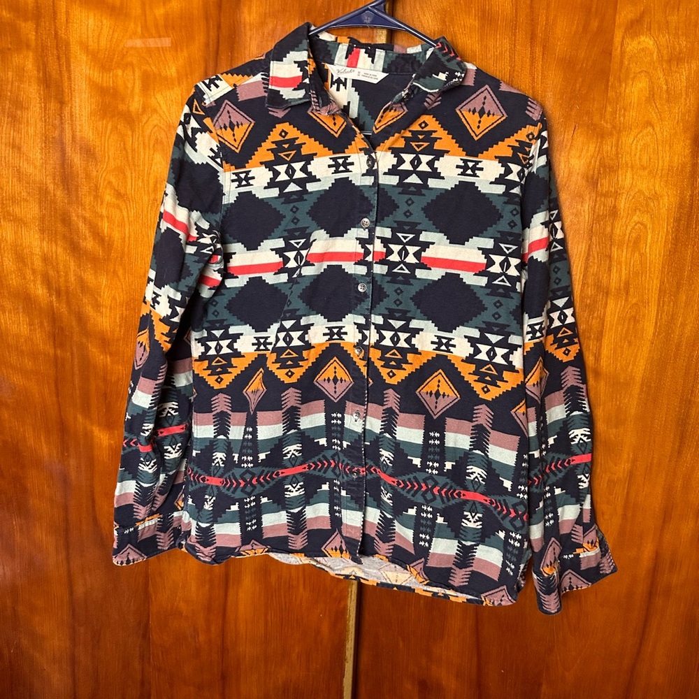 Woolrich 100% Cotton Button Down Colorful Woman Top Size M